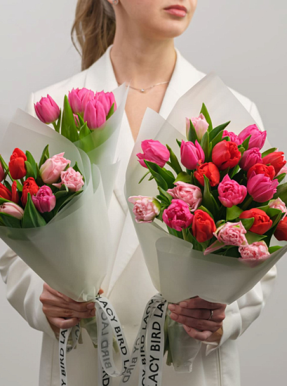 Моно тюльпанов красно-розово-фуксийных