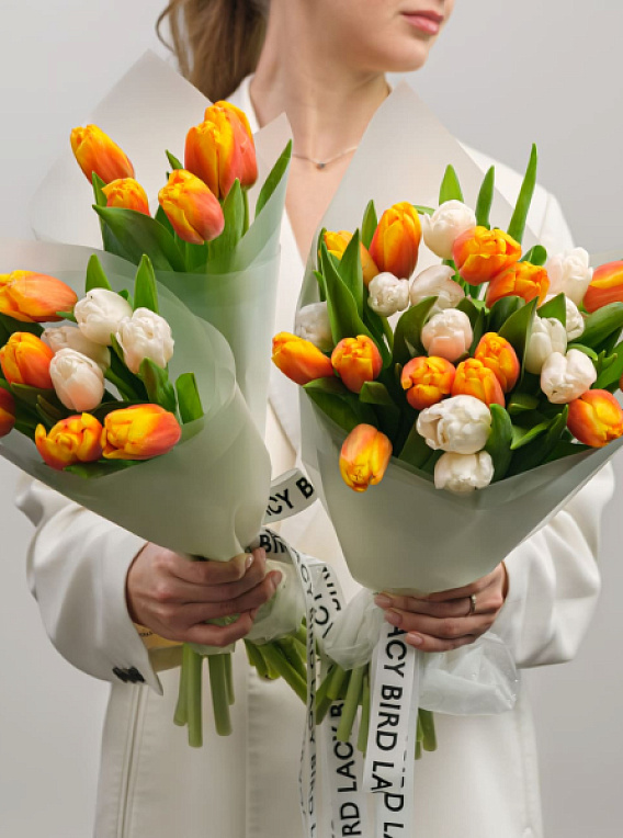 Моно тюльпанов оранжево-белых