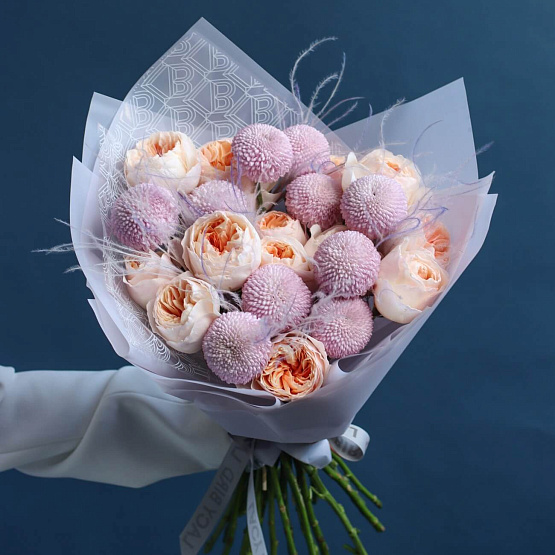 Garden Roses and Chrysanthemums Duo Bouquet