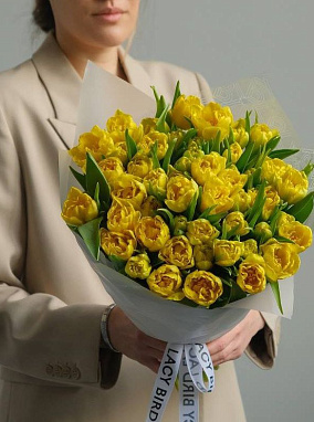 Желтые тюльпаны 51 шт