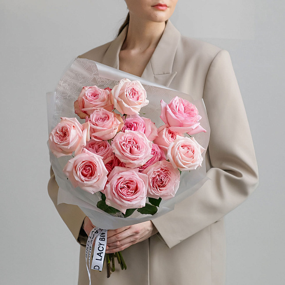 Монобукет из пионовидных роз Pink O’Hara