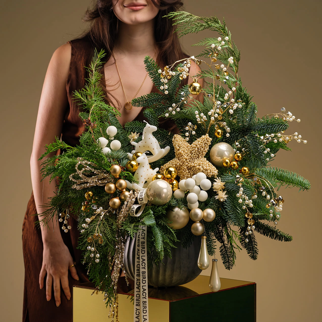 Композиция со свечами и звездой «Жемчужное сияние» L