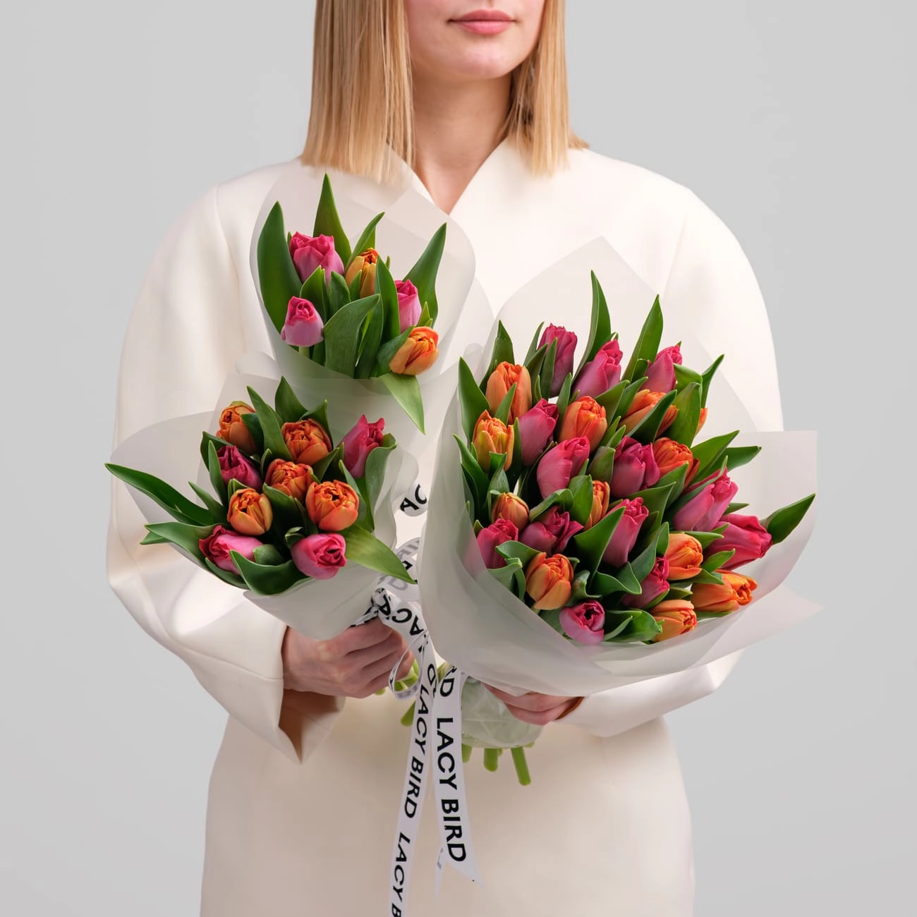 Моно тюльпанов розово-оранжевых